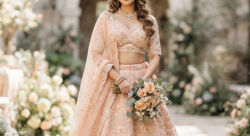 Blush Floral Lehenga — detail view